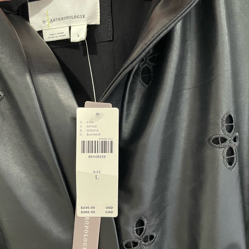 NWT Anthropologie The Somerset Maxi Dress: Faux Leather Embroidered Edition L - Picture 9 of 13